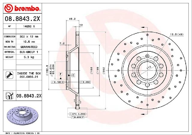 2010-2011 Audi S6 Disc Brake Rotor - Rear (Brembo)