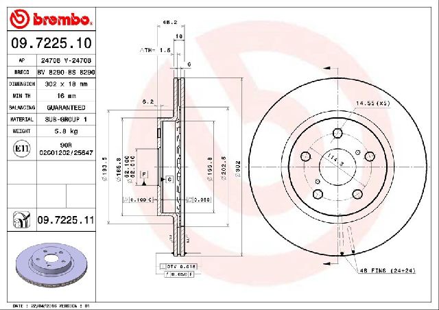 1996-2000 Toyota RAV4 Disc Brake Rotor - Front (Brembo)