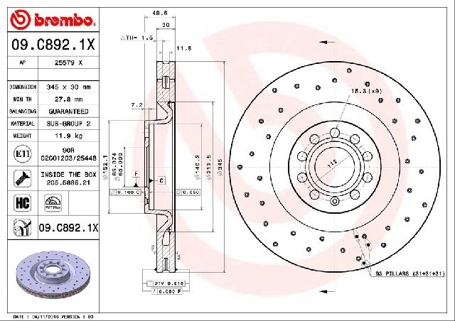 2009-2012 Volkswagen CC Disc Brake Rotor - Front (Brembo)