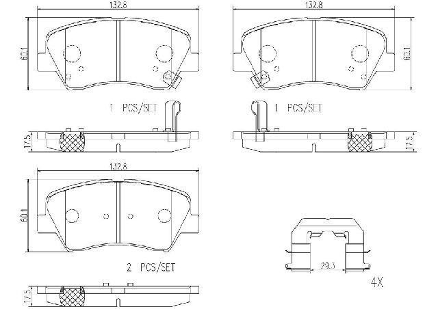 2012-2016 Hyundai Veloster Disc Brake Pad Set - Front (Brembo)