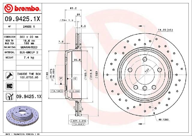 2008-2010 BMW 528i Disc Brake Rotor - Rear (Brembo)