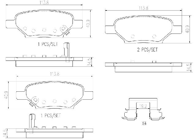 2007-2009 Pontiac G5 Disc Brake Pad Set - Rear (Brembo)