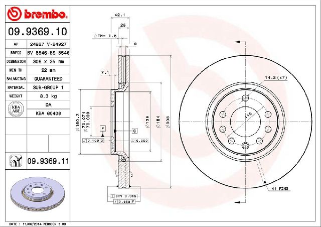 1999-2002 Saab 9-3 Disc Brake Rotor - Front (Brembo)