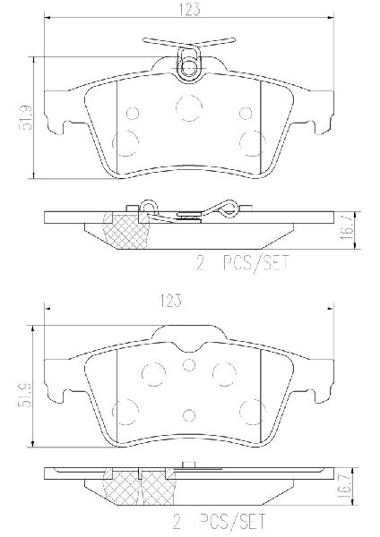 2004-2013 Mazda 3 Disc Brake Pad Set - Rear (Brembo)