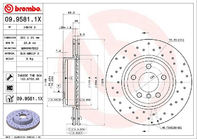 2004-2010 BMW X3 Disc Brake Rotor - Front (Brembo)