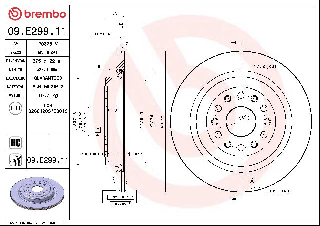 2019-2024 Ram 1500 Disc Brake Rotor - Rear (Brembo)
