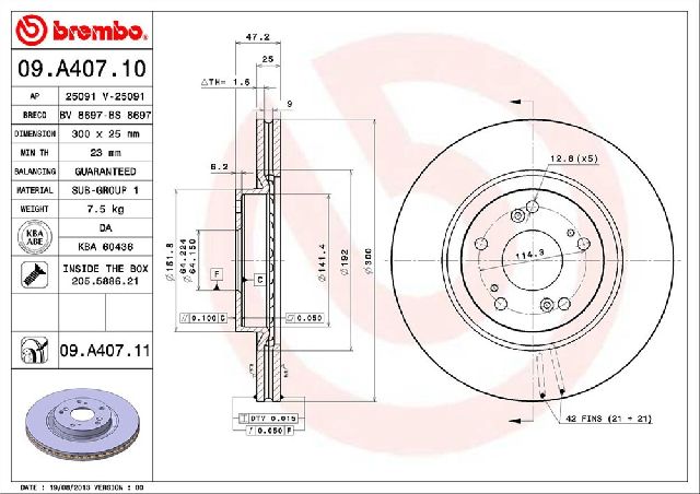 2013-2015 Acura ILX Disc Brake Rotor - Front (Brembo)