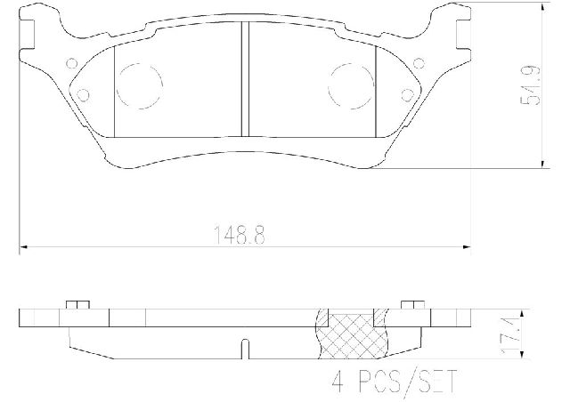 2012-2019 Ford F-150 Disc Brake Pad Set - Rear (Brembo)