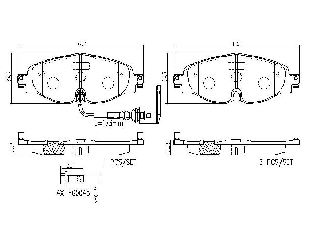 2015-2023 Audi A3 Disc Brake Pad Set - Front (Brembo)