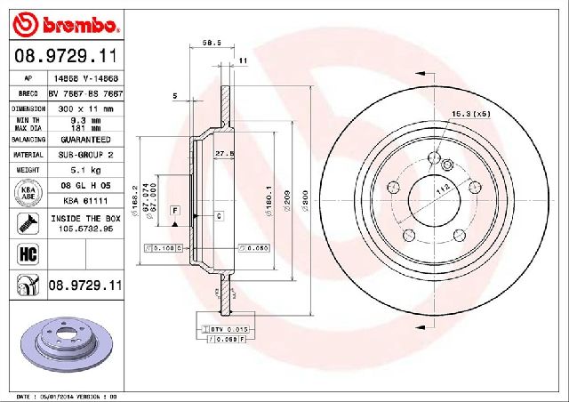 2003-2006 Mercedes-Benz S500 Disc Brake Rotor - Rear (Brembo)
