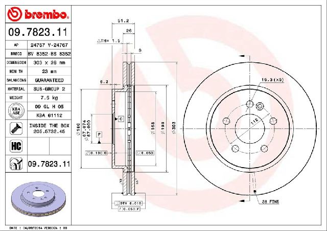 2003-2005 Mercedes-Benz ML350 Disc Brake Rotor - Front (Brembo)