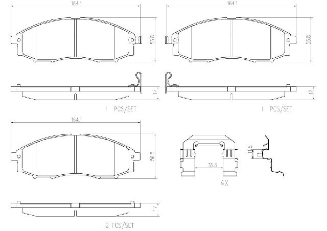 2003-2004 Nissan Frontier Disc Brake Pad Set - Front (Brembo)