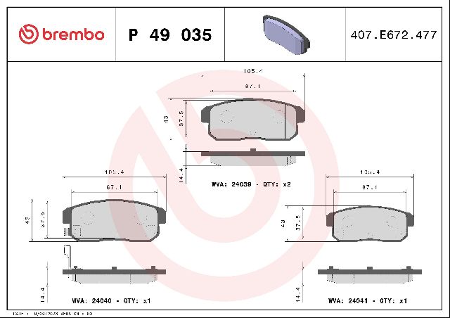 2004-2011 Mazda RX-8 Disc Brake Pad Set - Rear (Brembo)