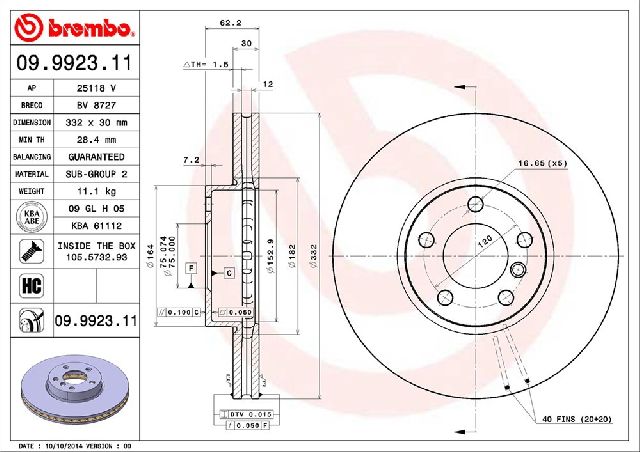 2011-2019 BMW X6 Disc Brake Rotor - Front (Brembo)