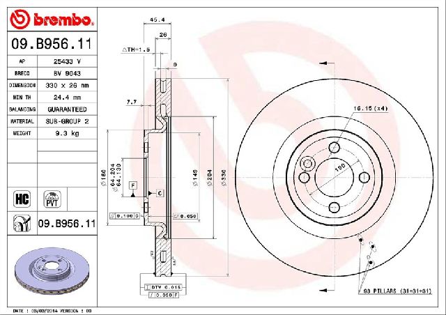 2013 Mini Cooper Disc Brake Rotor - Front (Brembo)
