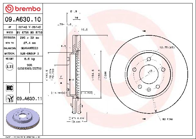 2010 Saturn Vue Disc Brake Rotor - Front (Brembo)