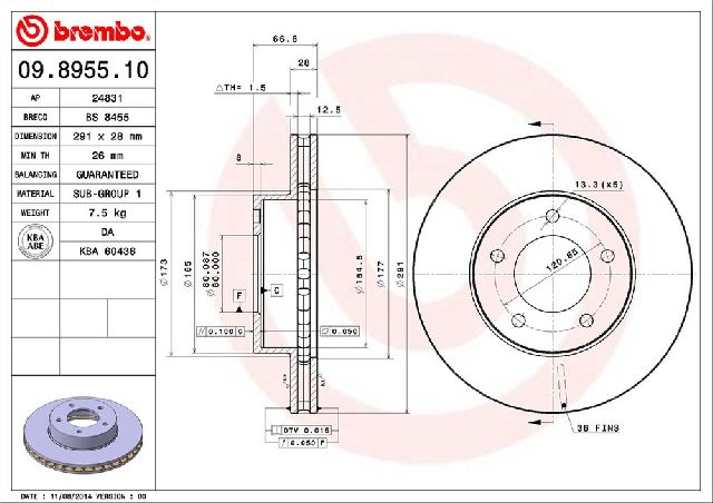 1995-1996 Jaguar XJR Disc Brake Rotor - Front (Brembo)