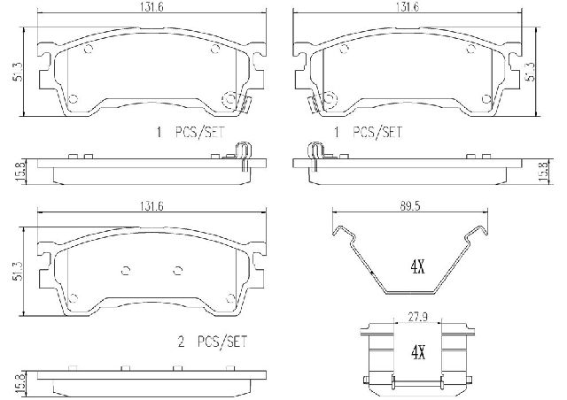1999-2003 Mazda Protege Disc Brake Pad Set - Front (Brembo)