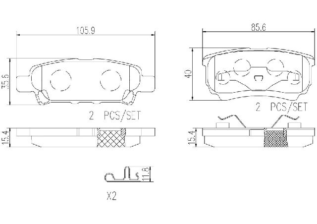 2008-2014 Dodge Avenger Disc Brake Pad Set - Rear (Brembo)