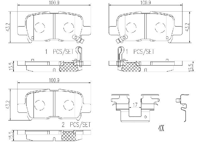 2002-2004 Honda Odyssey Disc Brake Pad Set - Rear (Brembo)