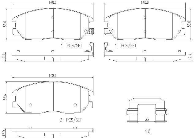 2003-2009 Kia Sorento Disc Brake Pad Set - Front (Brembo)