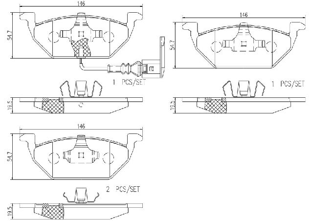 2000-2009 Volkswagen Jetta Disc Brake Pad Set - Front (Brembo)