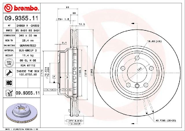 2006-2008 BMW 750i Disc Brake Rotor - Front (Brembo)