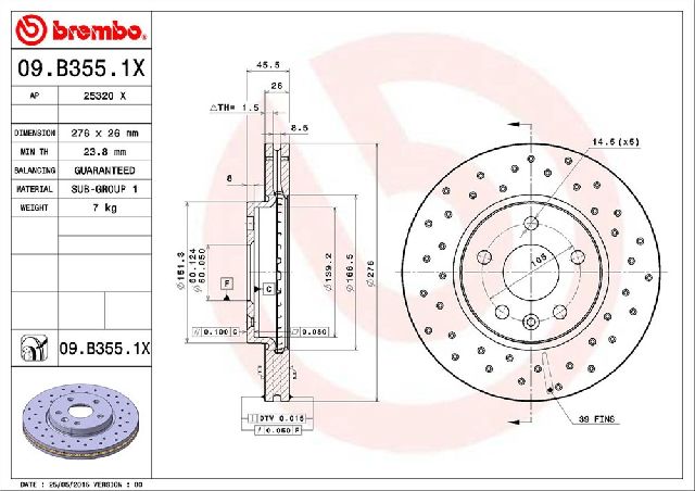 2018-2023 Chevrolet Bolt EV Disc Brake Rotor - Front (Brembo)