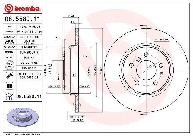 1995-2001 BMW 740i Disc Brake Rotor - Rear (Brembo)