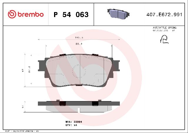 2018-2022 Mitsubishi Outlander PHEV Disc Brake Pad Set - Rear (Brembo)