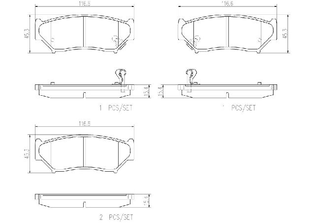1998-2004 Chevrolet Tracker Disc Brake Pad Set - Front (Brembo)