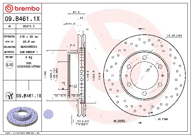 2007-2014 Toyota FJ Cruiser Disc Brake Rotor - Front (Brembo)