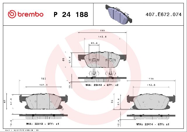 2019-2023 Lincoln Nautilus Disc Brake Pad Set - Front (Brembo)