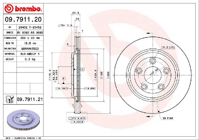 2000-2006 Lincoln LS Disc Brake Rotor - Rear (Brembo)