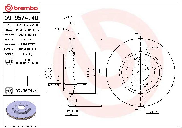2008-2010 Hyundai Elantra Disc Brake Rotor - Front (Brembo)