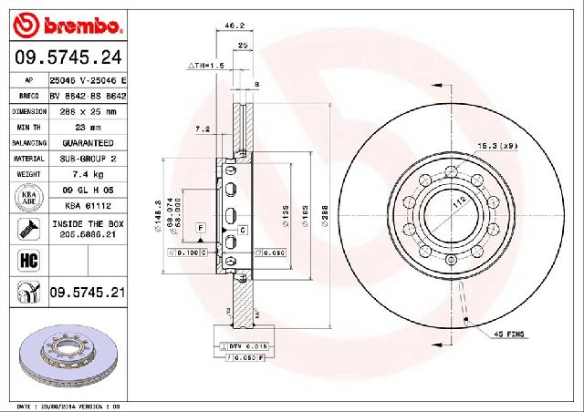 1996-2005 Audi A4 Disc Brake Rotor - Front (Brembo)