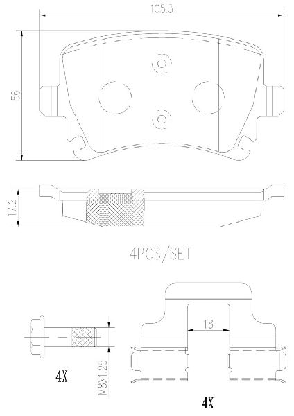 2006-2011 Audi A6 Disc Brake Pad Set - Rear (Brembo)
