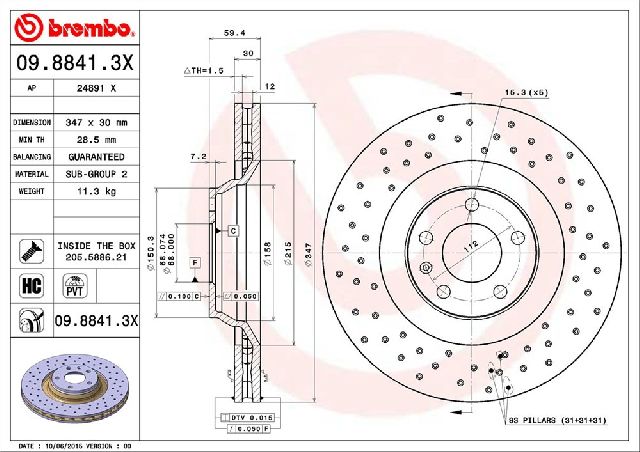 2010-2011 Audi S6 Disc Brake Rotor - Front (Brembo)
