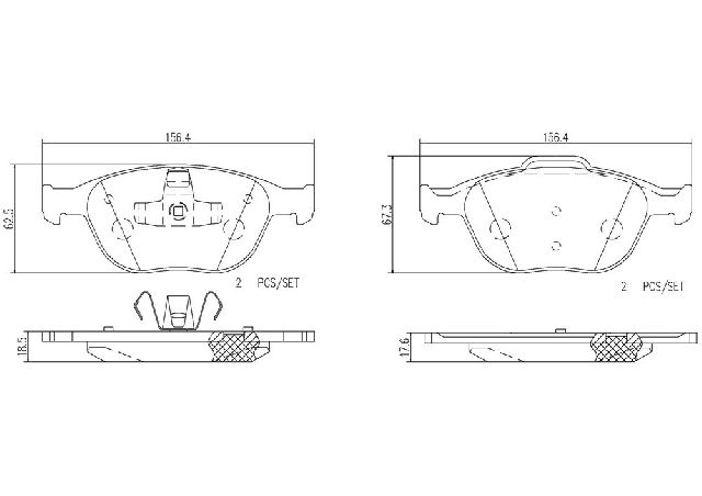 2010-2013 Ford Transit Connect Disc Brake Pad Set - Front (Brembo)
