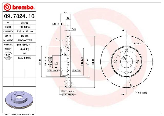 1990-2001 Mazda Protege Disc Brake Rotor - Front (Brembo)