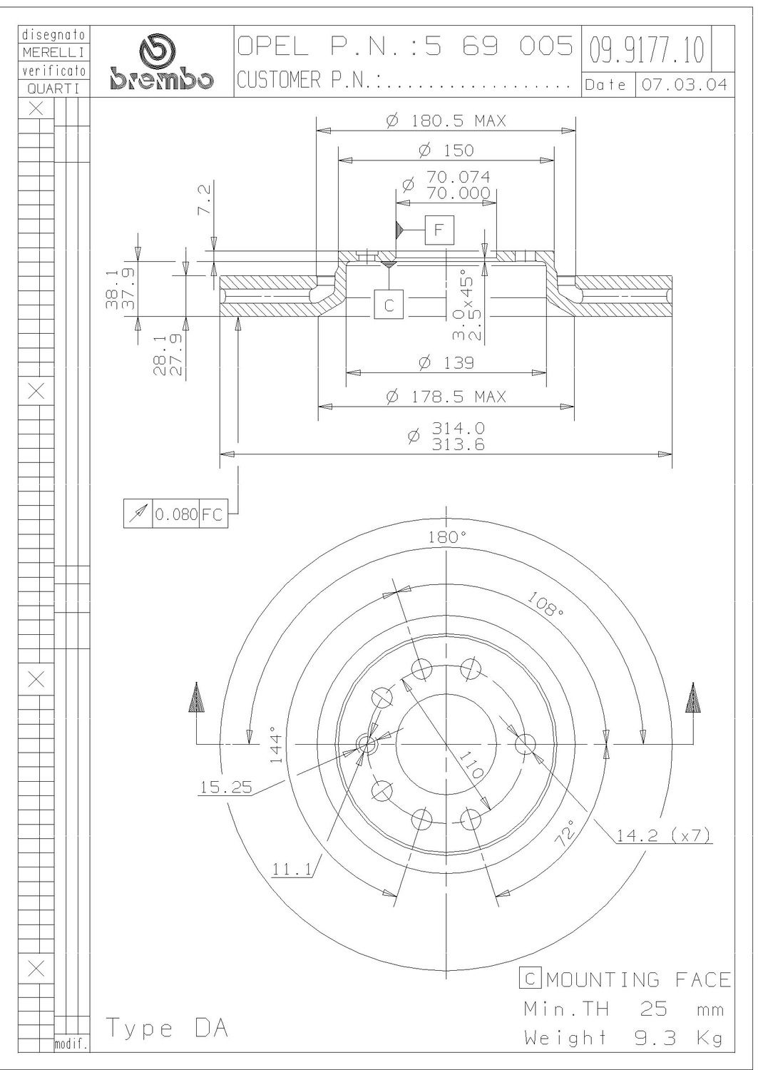 2011, 2010, 2009, 2008, 2007, 2006 Saab 9-3 Disc Brake Rotor