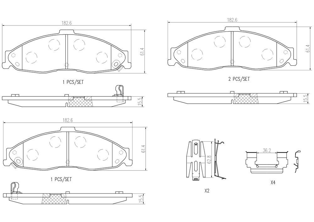 2002, 2001, 2000, 1999, 1998 Pontiac Firebird Disc Brake Pad Set
