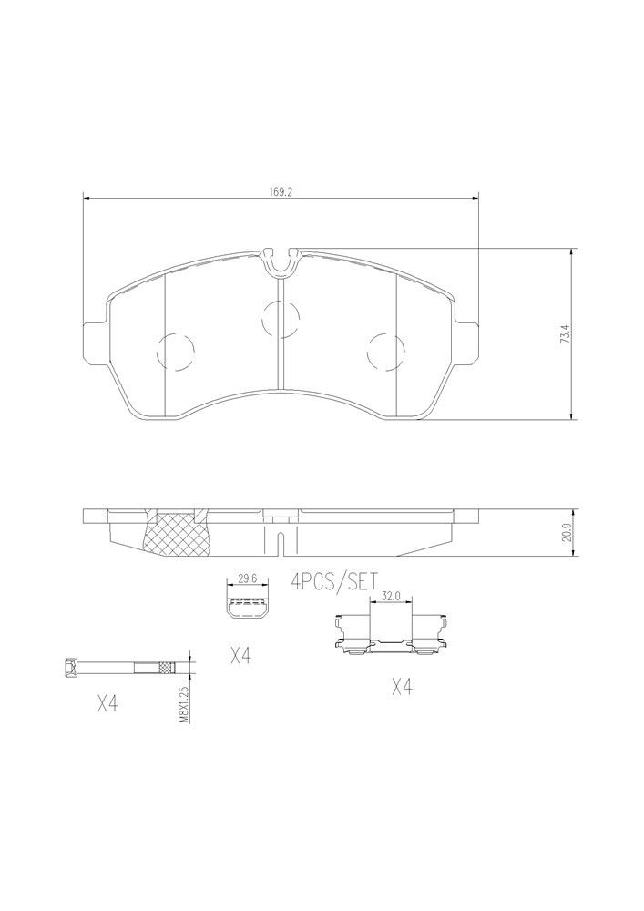 2009, 2008, 2007 Dodge Sprinter 3500 3500 Disc Brake Pad Set