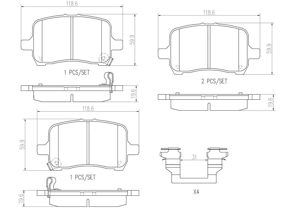 2009, 2008, 2007, 2006 Pontiac Solstice Disc Brake Pad Set