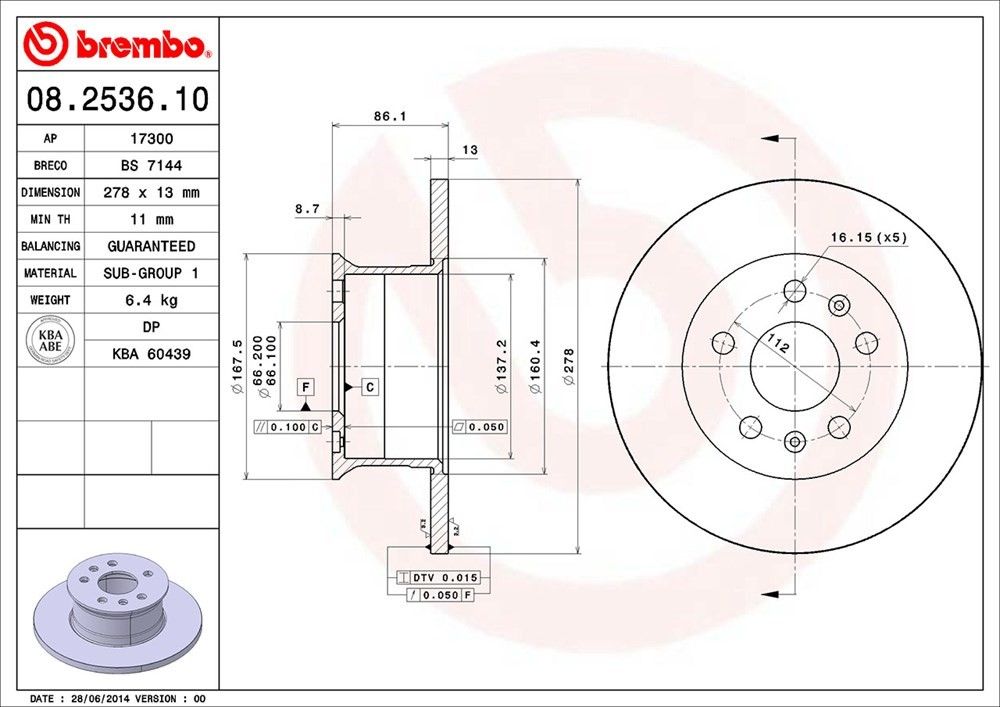 1979, 1978, 1977, 1976, 1975, 1974, 1973 Volkswagen Transporter Disc Brake Rotor