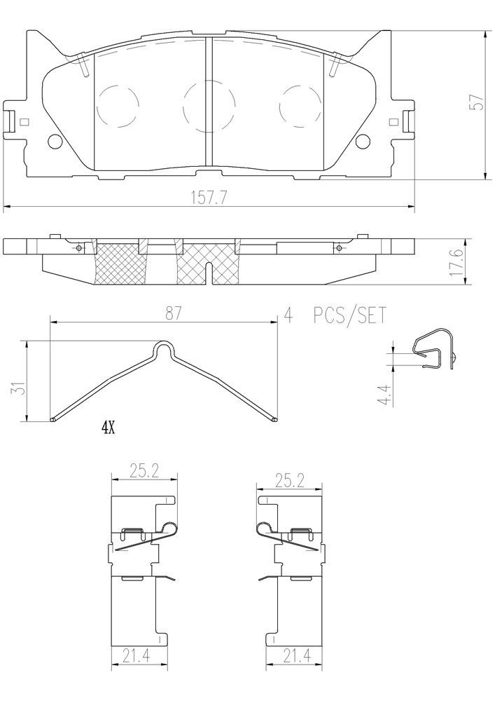 2018, 2017, 2016, 2015, 2014, 2013 Lexus ES300h Disc Brake Pad Set