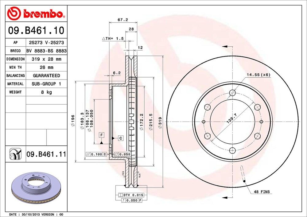 2009, 2008, 2007, 2006, 2005, 2004, 2003 Toyota 4Runner Disc Brake Rotor