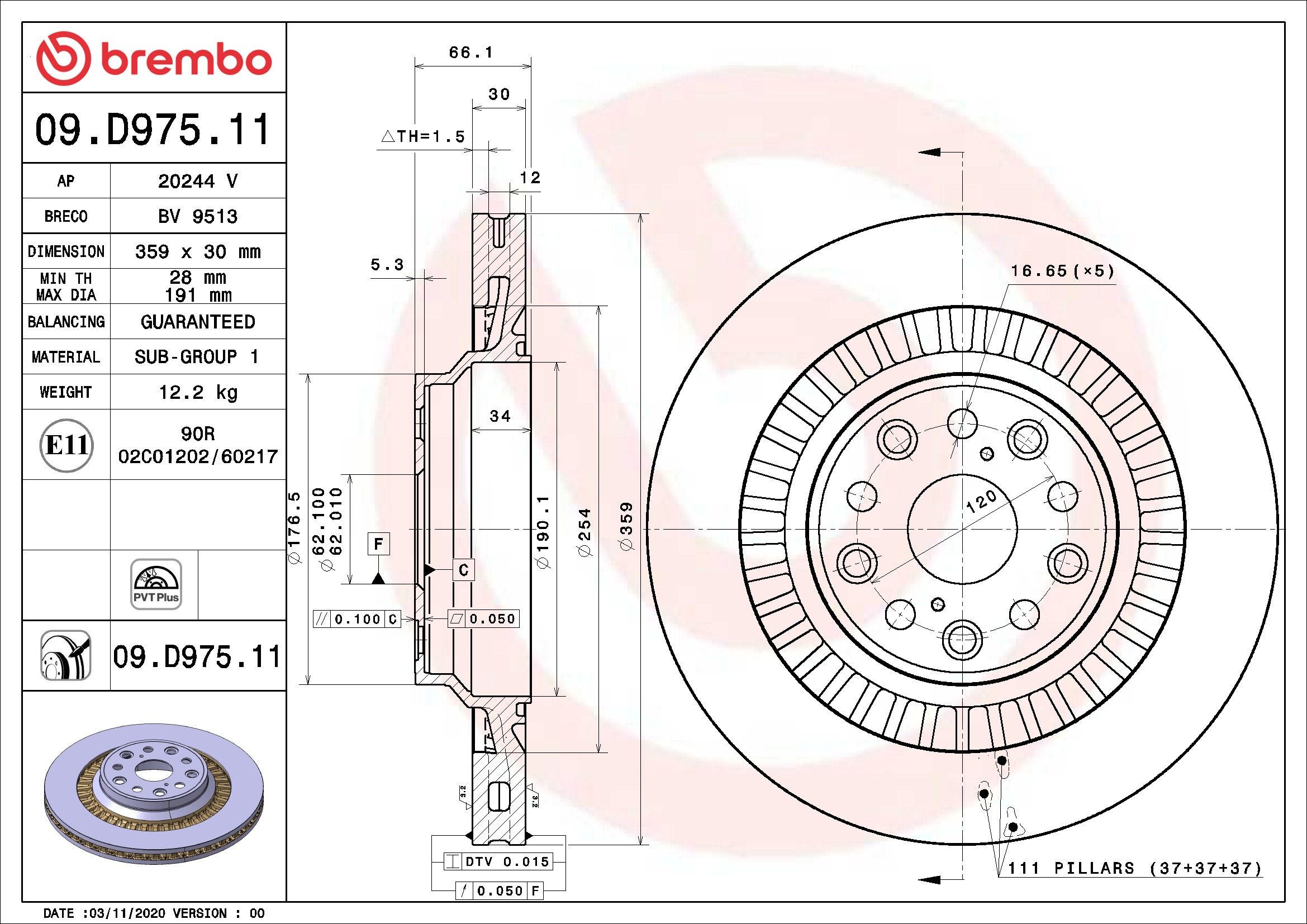 2024, 2023, 2022, 2021, 2020, 2019, 2018 Lexus LS500 Disc Brake Rotor