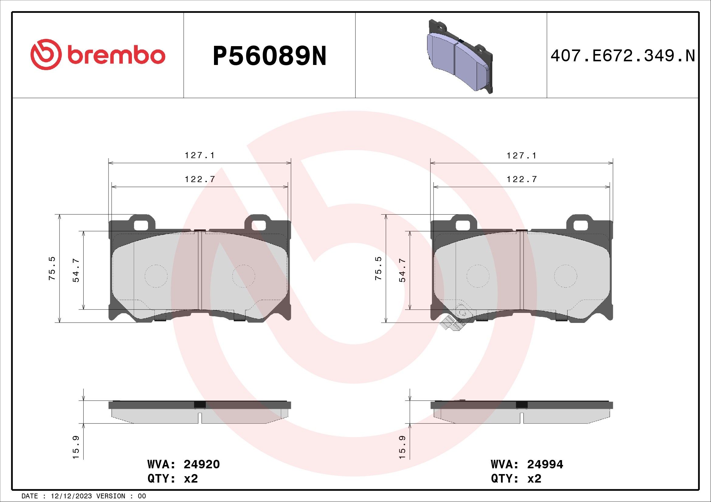 2013, 2012, 2011 INFINITI M56 Disc Brake Pad Set