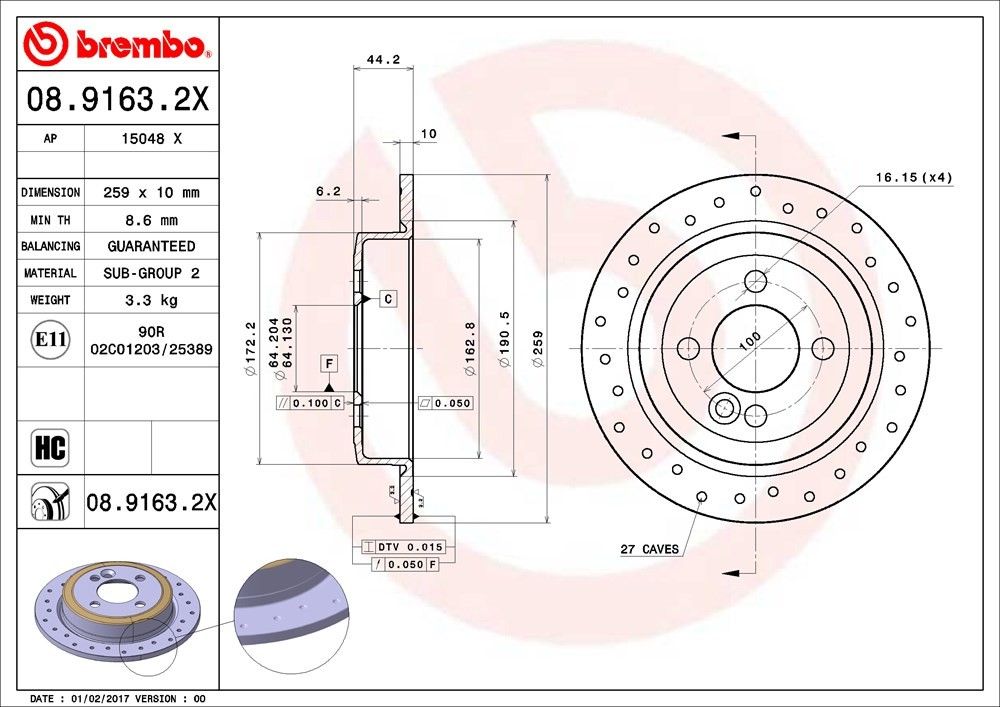 2015, 2014, 2013, 2012, 2011, 2010, 2009, 2008, 2007, 2006 Mini Cooper Disc Brake Rotor